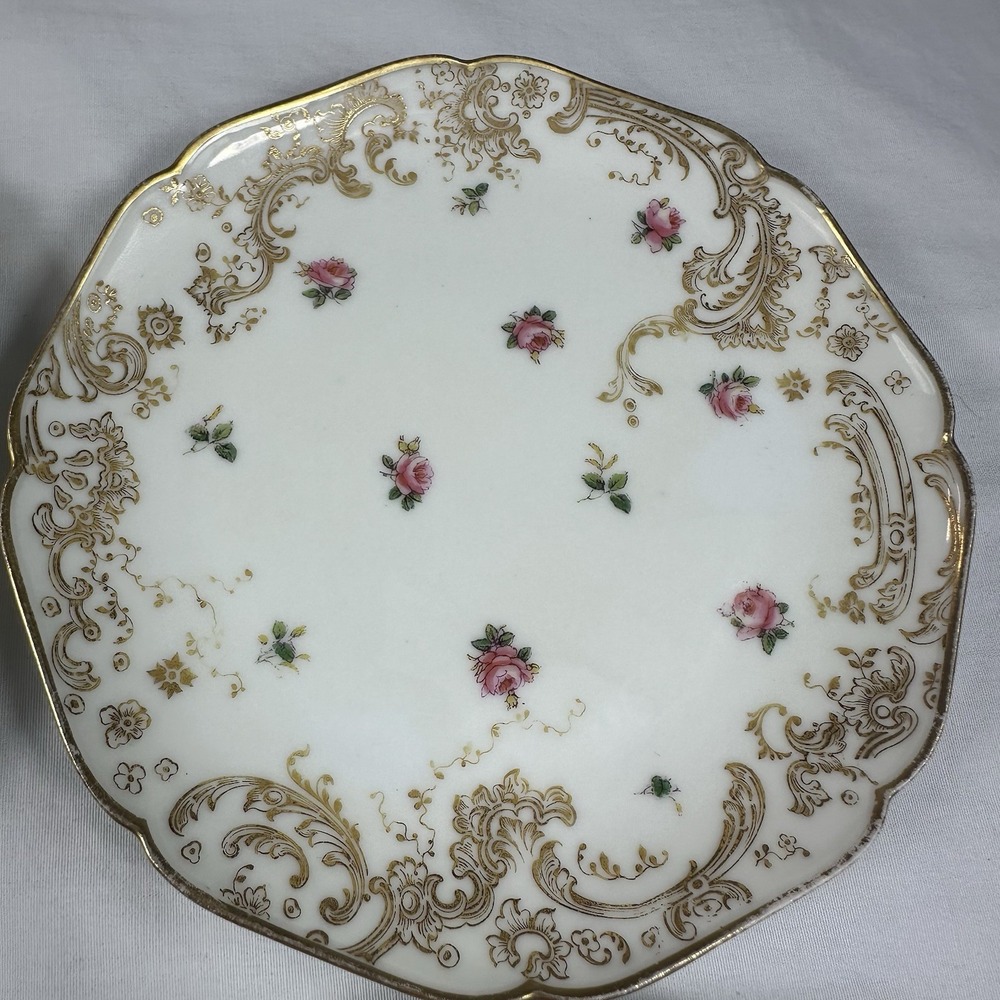 4 Antique Haviland Limoges Rose & Gold Bread Plates 6.25" Grandmillenial Shabby - Picture 16 of 16